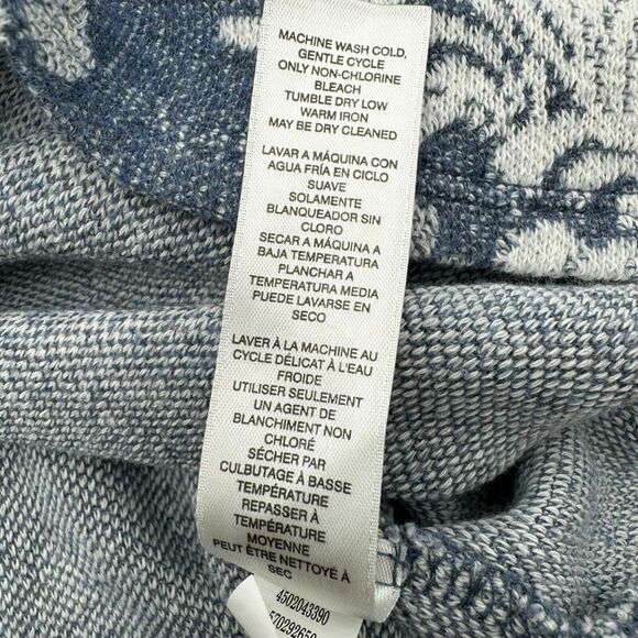 Chicos 3/XL 3/4 tab sleeve‎ pullover tunic tight knit sweater blue white pattern - Picture 6 of 8